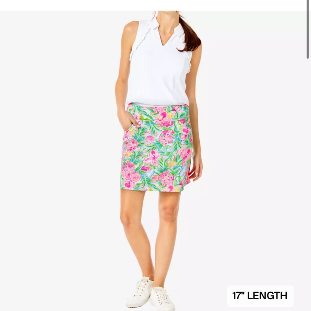 Lilly Pulitzer Pink and Green Floral Mini Skirt